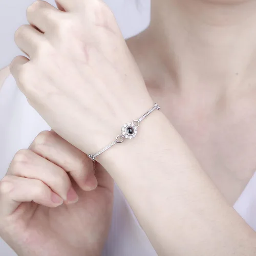 Miniatura 2 de Godchoices Pulsera de fotos personalizada, pulsera de proyección de fotos con imagen en el interior, collar con texto en inglés "I Love You