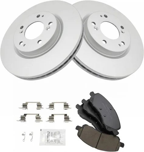 Miniatura 2 de TRQ Juego de pastillas de freno delantero y rotores con revestimiento de cerámica compatible con Jeep Compass Patriot 2017