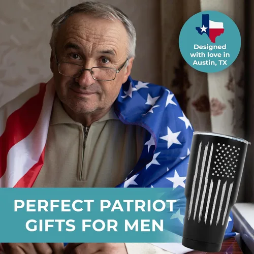 Miniatura 3 de Vaso con la bandera estadounidense de 30 onzas, taza de viaje patriótica para hombres, la mejor taza de café patriótica para él, regalos únicos