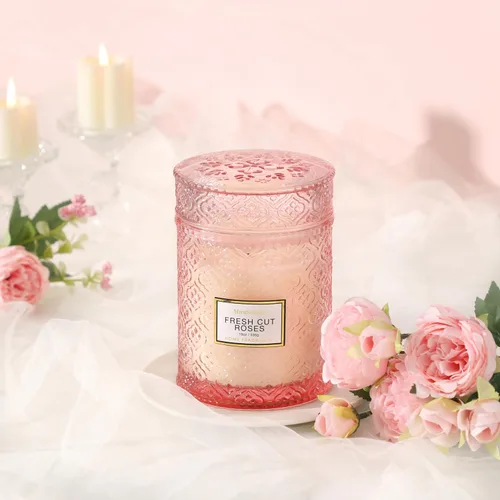 Miniatura 2 de Velas perfumadas con aroma a rosas, velas rosas de regalo para mujeres, vela decorativa de lujo de gran tamaño para el Día de San Valentín en 2-Rosa