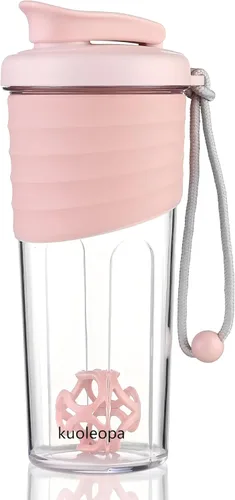 Botella agitadora para mezclas de proteínas, 24 onzas, botellas agitadoras de proteínas con bola mezcladora, botella mezcladora, botella de Rosa
