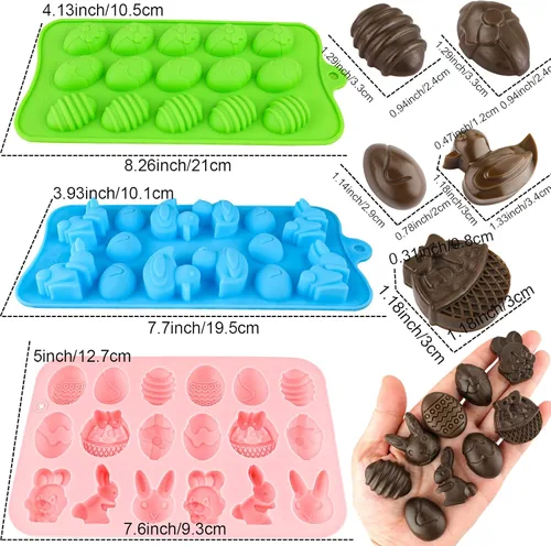 Miniatura 3 de Molde de silicona para huevos de Pascua para chocolate, 5 paquetes de molde en forma de huevo para hornear para fiesta de Pascua, bombas