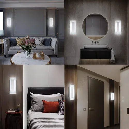 Miniatura 6 de LMQNINE Moderno aplique de pared de acrílico LED, luz blanca cálida, cromado, 6000 K, para dormitorio, pasillo, escaleras, baño, iluminación Cromo