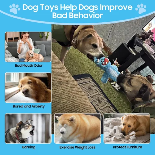 Miniatura 5 de Bzonsmart Paquete de 5 Juguetes Chirriantes para Perros. Juguetes de Masticación de Peluche Resistentes para Perros. Juguetes Interactivos