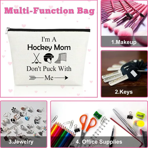 Miniatura 7 de Mxrymvu Regalos de jugador de hockey para mujeres, bolsa de maquillaje, jugador de hockey sobre hielo, regalo de cumpleaños y graduación, Soy una