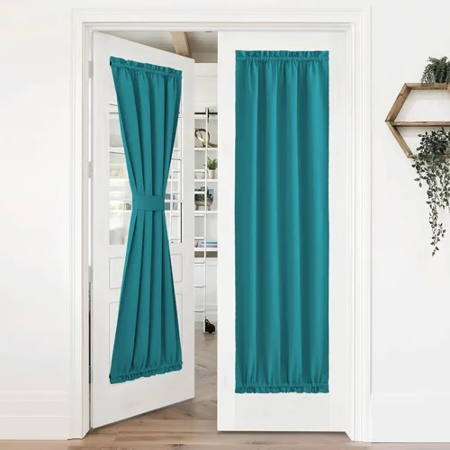 Miniatura 350 de NICETOWN Cortinas opacas unicolor con aislamiento térmico para puerta francesa, granja, oscurecimiento de habitación, puertas y ventanas de Marrón