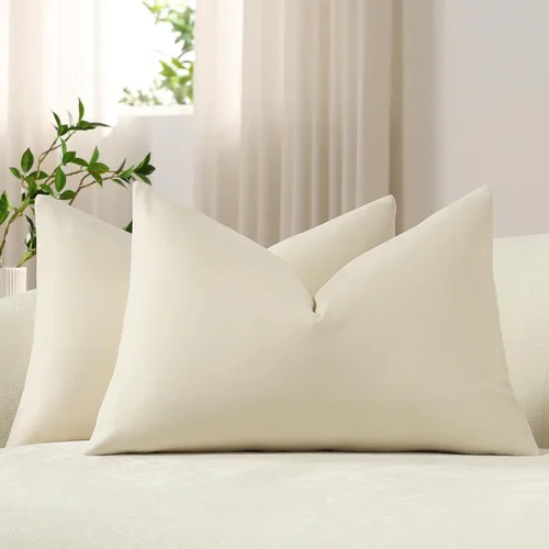 Dezene - 2 fundas decorativas de terciopelo para almohada Hielo de vainilla