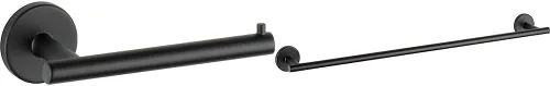 Delta Trinsic - Soporte para papel higiénico y toallero en negro mate
