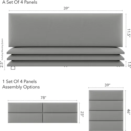 Miniatura 132 de Vant - Paneles tapizados para pared - Cabeceros montados en la pared tamaño King/Cal King - Cuero vintage blanco tórtola - Twin/King - Juego de 4