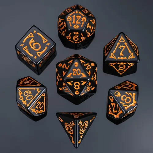 Miniatura 21 de Juego de dados DND de 7 dados poliédricos con una bolsa de dados de cuero, juego de dados D&D para juegos de mesa RPG (negro)