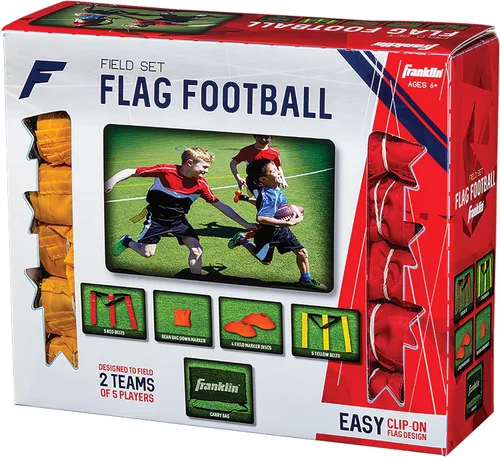 Miniatura 8 de Franklin Sports Set de fútbol con bandera - 10 cinturones de fútbol con bandera para adultos + jóvenes - Conos de equipo + marcador de campo