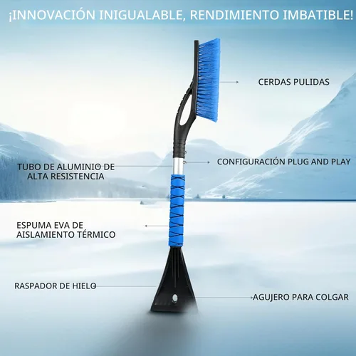 Miniatura 4 de EcoNour Cepillo de nieve para automóvil de 27" y raspadores de hielo para parabrisas de automóvil (paquete de 2) Cepillo de nieve con cabezal