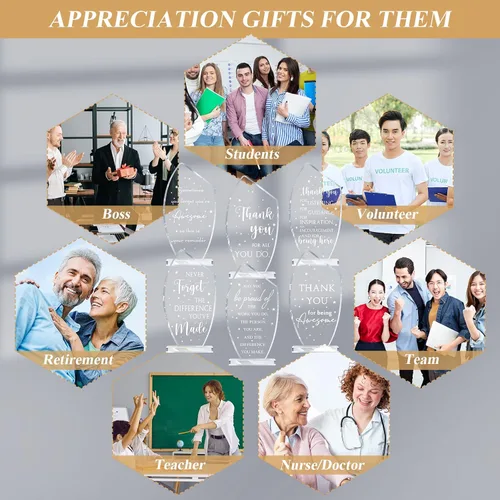 Miniatura 6 de Geelin 6 piezas de regalo de agradecimiento a los empleados, regalos de agradecimiento de acrílico, placa inspiradora, recuerdo para compañeros
