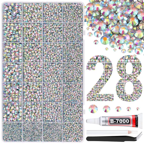 Miniatura 8 de 30000 diamantes de imitación de resina para deslumbrar con pegamento de joyería B7000, gemas de imitación doradas para manualidades, ropa, vasos