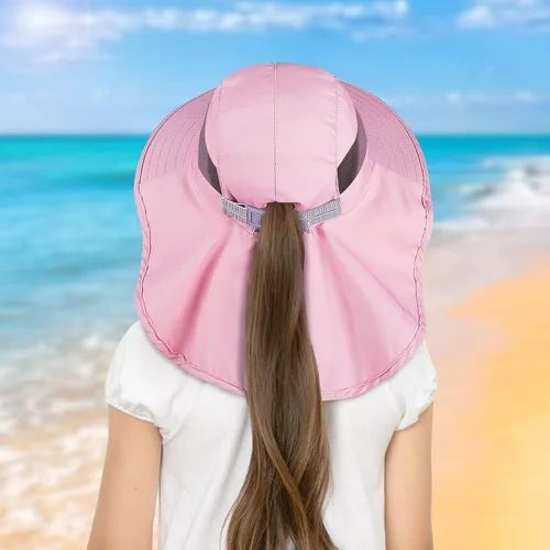 Miniatura 29 de Sombrero de sol para niños, protección UV, unicornio, verano, playa, jugar con ala ancha, solapa para el cuello para niñas y niños