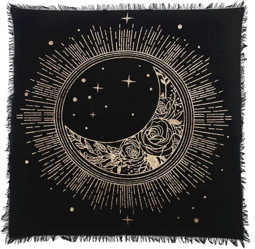 Indian Consigners Tela de altar Sol Luna Estrella Brujería Alter Tarot Spread Top Cloth Wiccan Square Spiritual Sacred (Golden Sun Moon Star)