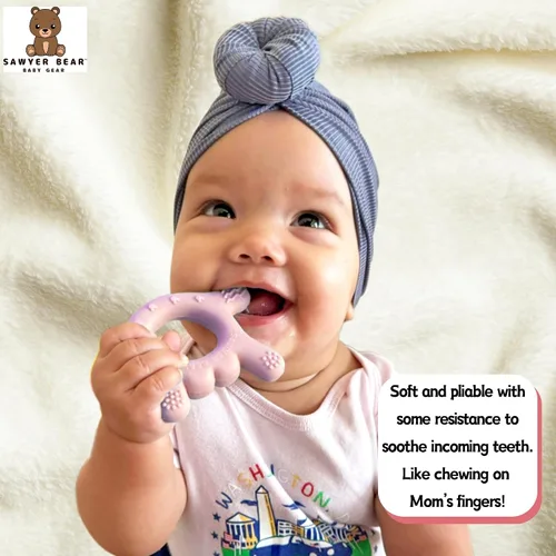 Miniatura 5 de Mordedor de mano de silicona – I Love You Baby Teething Toy 0-12 meses BPA – Alivio de la dentición para niños pequeños Mordedores masajeadores