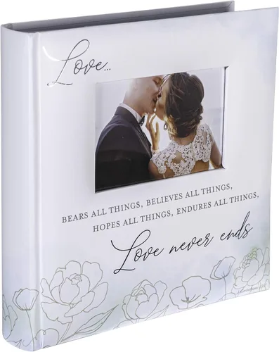 Miniatura 2 de Malden International Designs 2 Up - Álbum de fotos de 4 x 6 pulgadas con área de escritura de notas Love Never Ends - Portada de acuarela