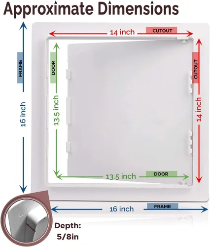 Miniatura 2 de Morvat Panel de acceso de 14 x 14 pulgadas para paneles de yeso y techo con puerta, plástico ABS duradero de alta resistencia y caja de acceso