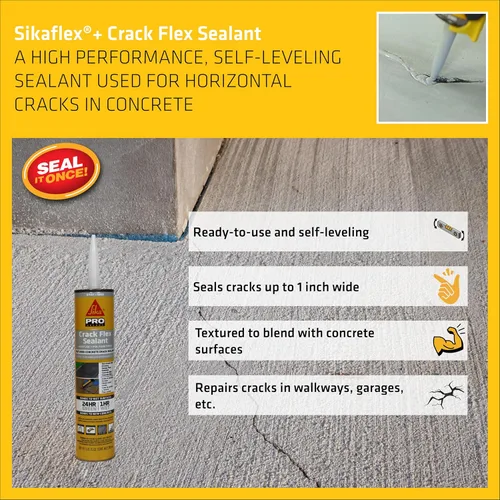 Miniatura 4 de SIKA Sikaflex - Sellador Crack Flex, gris, poliuretano texturizado de alto rendimiento, autonivelante, sellador impermeable para grietas