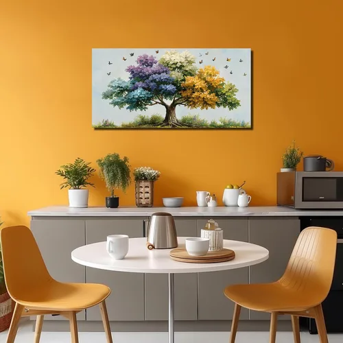 Miniatura 4 de Kepgonegu Arte de pared de árbol de la vida grande para sala de estar, paisaje, impresiones en lienzo coloridas de mariposas para dormitorio