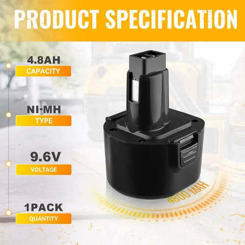 Miniatura 2 de DW9062 4.8Ah 9.6V Ni-Mh Reemplazo para batería Dewalt 9.6V Compatible con DW9061 DW926 DW955K DW955 DW926K-2 DW926K DW902 DW050 DE9036 DE9062 DE9061