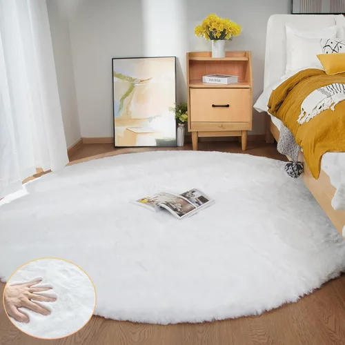 Miniatura 87 de ORINOVA Alfombra de felpa marrón claro beige de 8 x 10 pies para sala de estar, alfombra bohemia esponjosa de piel de conejo grande para dormitorio