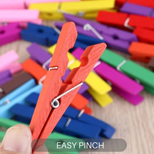 Miniatura 9 de Pinzas para ropa, Pinzas para ropa de colores 50 piezas 2.9" Madera natural de abedul, agarre fuerte, pinzas para ropa coloridas, pinzas para ropa