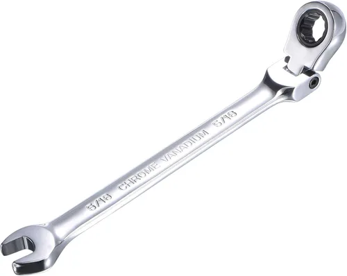 Miniatura 8 de uxcell Llave combinada de trinquete de cabeza flexible de 1/2 pulgada SAE 72 dientes Herramientas de llave de trinquete de 12 puntos, Cr-V