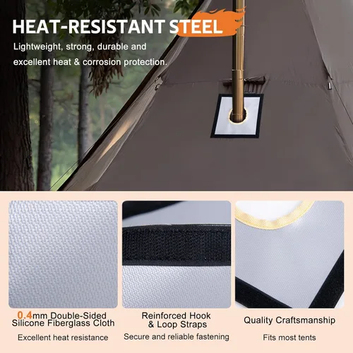 Miniatura 7 de CHANGE MOORE Protector de malla de chimenea de estufa ignífuga, protección antiquemaduras, protección de tienda de campaña, estufa al aire libre
