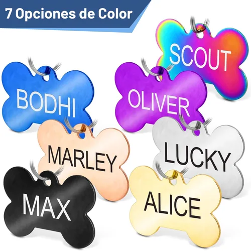 Miniatura 5 de Placa de identificación para mascotas, de acero inoxidable, etiquetas personalizadas para perros y gatos, hasta 8 líneas de texto personalizado