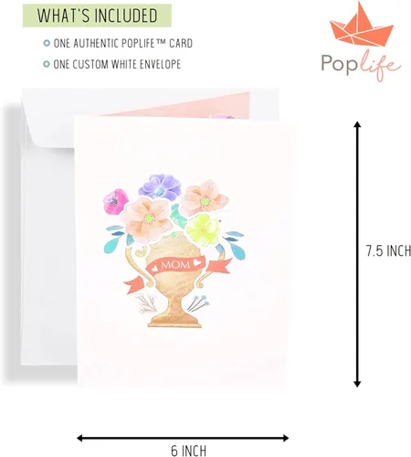Miniatura 7 de PopLife Tarjeta desplegable 3D con texto en inglés "Best Mom Ever", tarjeta para el día de la madre, cumpleaños floral, felicitaciones, mejora