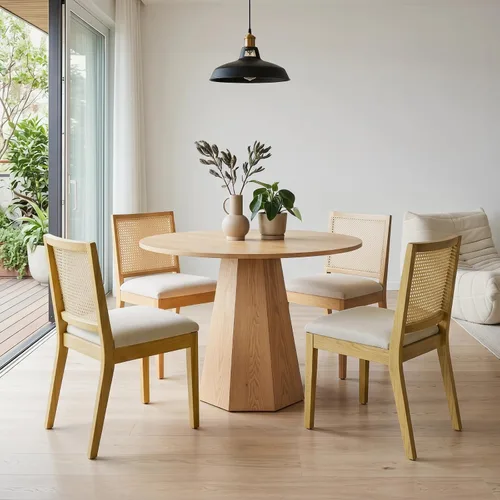 Miniatura 10 de Juego de 6 sillas de comedor de ratán, sillas de cocina de granja con respaldo de bastón, sillas de comedor tapizadas, cómodas sillas laterales