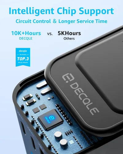 Miniatura 7 de Adaptador de viaje universal, adaptador de enchufe de viaje internacional con 2 puertos USB-C (PD 20 W) y 1 puerto USB-A, adaptador portátil todo