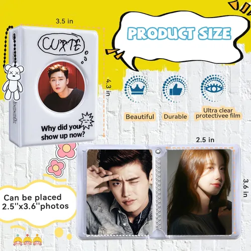 Miniatura 5 de Carpeta de tarjetas fotográficas de 3 pulgadas, 40 bolsillos Kpop para tarjetas fotográficas, mini álbum de fotos portátil, bonita carpeta Kpop