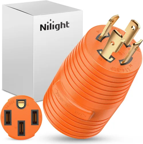 Miniatura 15 de Nilight Adaptador de corriente RV de 30 A a 30 A, enchufe de bloqueo de 4 clavijas, convertidor resistente de 125 voltios L14-30P a TT-30R 30 Amp