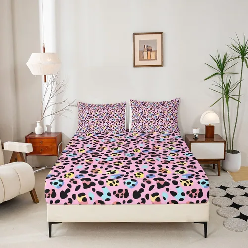 Miniatura 5 de Erosebridal Juego de sábanas para niñas, color rosa, con estampado de animales, tamaño individual, para niños, adolescentes, coloridas sábanas