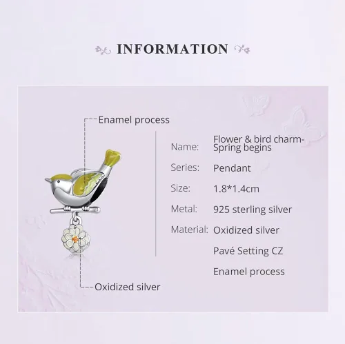 Miniatura 2 de Abalorio de plata de ley con diseño de pájaro para pulsera, con colgante de martín pescador, regalo de joyería para mujeres, niñas, mamá, esposa