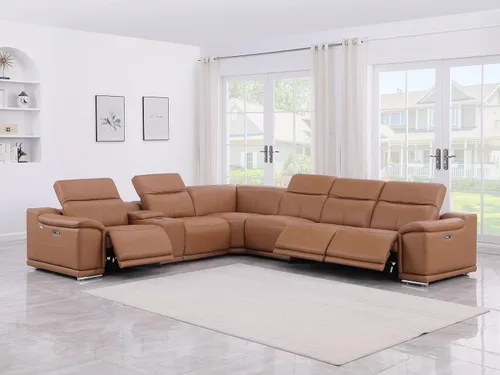 Miniatura 50 de BlackJack Furniture Venice - Juego de sofá reclinable seccional de cuero italiano de grano superior de 12 piezas con 4 reclinables eléctricos