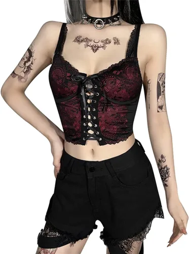 Miniatura 14 de Camisetas sin mangas góticas para mujer, camisola gótica Y2k
