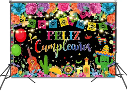 Miniatura 2 de Telón de fondo de Feliz Cumpleaños de 7 x 5 pies, fiesta mexicana, decoración de fiesta de feliz cumpleaños, cartel de fiesta de cumpleaños
