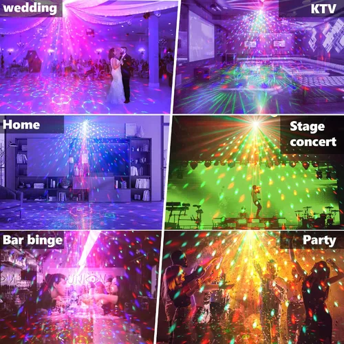 Miniatura 8 de Luz de escenario de discoteca para fiesta, luces estroboscópicas activadas por sonido, luces LED RGB intermitentes con control remoto para fiestas