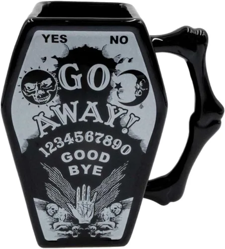 Kreepsville 666 Taza de ataúd Criatura de la noche ir lejos Ouija Skull Cross Bones, negro, talla única