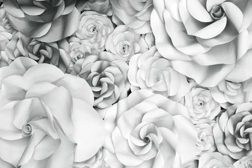 Miniatura 2 de Bormia Mural de pared con rosas blancas 3D, papel tapiz gris y blanco para decoración de dormitorio de niñas y sala de estar 022