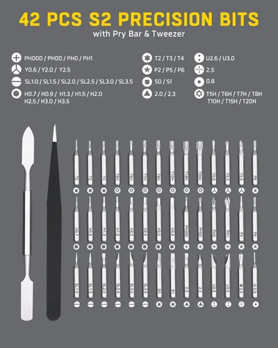 Miniatura 2 de Banshu - Juego de destornilladores magnéticos de precisión 46 en 1 con Phillips, Torx, pentalobe, Triwing, mini kit de herramientas de reparación