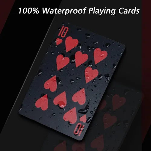 Miniatura 3 de 2 barajas de cartas de plástico resistentes al agua, color negro, de alta calidad, para jugar póquer profesional, baraja de cartas de lujo