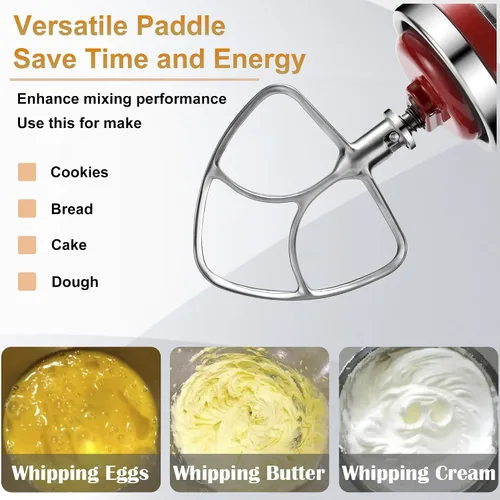 Miniatura 4 de Batidor plano de acero inoxidable para mezclador KitchenAid de 4.5 qt-5 cuartos de galón, apto para mezclador clásico, clásico Plus y artesanal