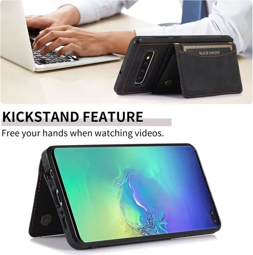 Miniatura 6 de Asuwish Funda de teléfono para Samsung Galaxy S10 con protector de pantalla de vidrio templado y soporte de tarjeta de crédito de piel sintética