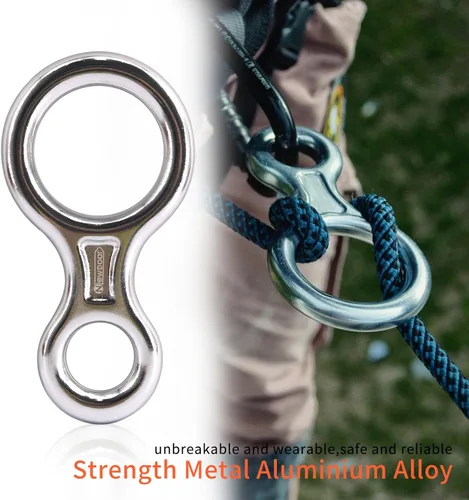 Miniatura 4 de NewDoar Equipo de escalada Equipo de descenso Placa de aparejo 40kN Rescate Figura 8 Descender con Oreja Grande Bent-Ear para Escalada Belaying