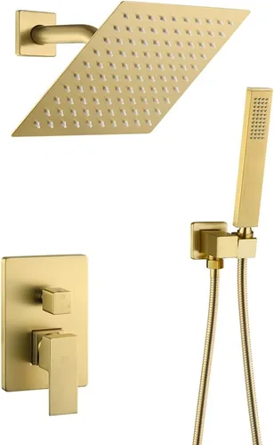 Miniatura 10 de Sistema de ducha negro para baño, juego completo de grifo de ducha montado en la pared de 8 pulgadas y mango con cuerpo de válvula áspero y kit